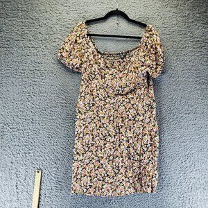 Lily Rose Dress Womens XXL Multicolor Floral Smocked Puff Sleeve *NWT*